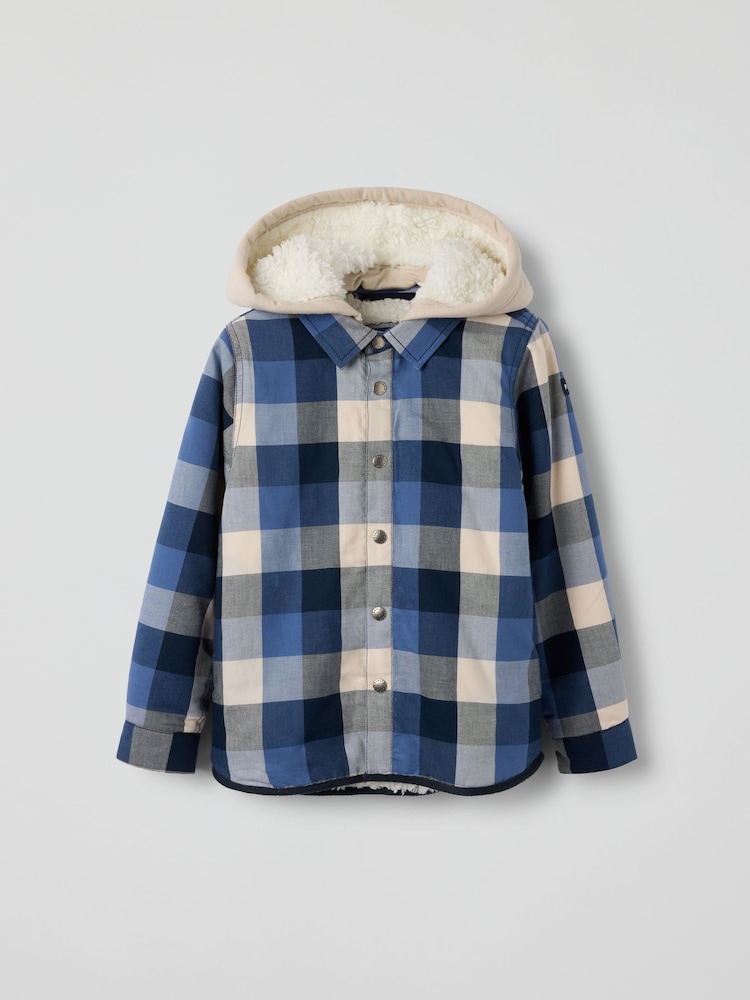 Polarn O. Pyret Blue Fleece-Lined Checked Shirt - Image 2 of 5 Polarn O. Pyret Blue Fleece-Lined Checked Shirt - Image 2 of 5