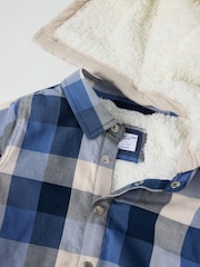 Polarn O. Pyret Blue Fleece-Lined Checked  Shirt - Image 5 of 5