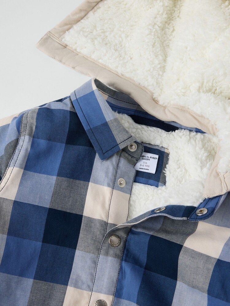 Polarn O. Pyret Blue Fleece-Lined Checked Shirt - Image 5 of 5 Polarn O. Pyret Blue Fleece-Lined Checked Shirt - Image 5 of 5