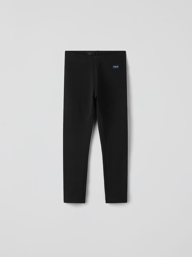 Polarn O. Pyret Black Cotton Plain Leggings - Image 1 of 3