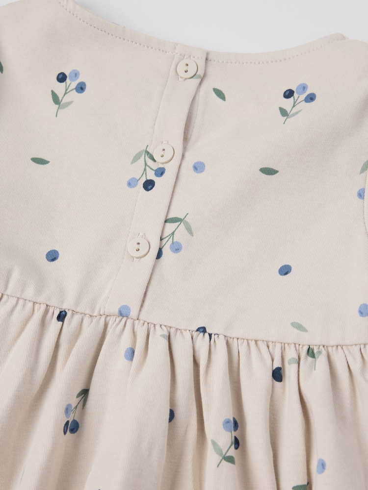 Polarn O. Pyret Cream Cotton Blueberry Print Dress - Image 4 of 4
