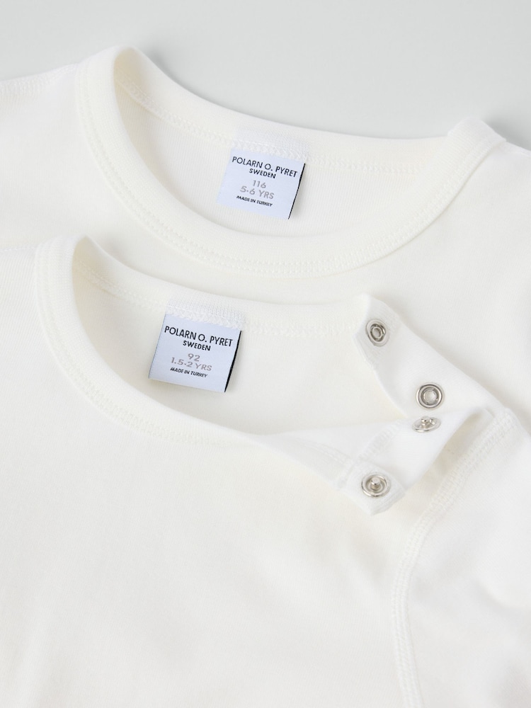 Polarn O. Pyret White Cotton Long Sleeve Top - Image 2 of 2 Polarn O. Pyret White Cotton Long Sleeve Top - Image 2 of 2