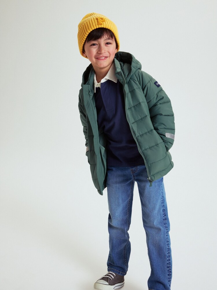 Polarn O. Pyret Green Quilted Water Resistant Puffer Coat - Image 2 of 9