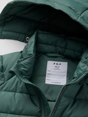 Polarn O. Pyret Green Quilted Water Resistant Puffer Coat - Image 7 of 9