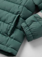 Polarn O. Pyret Green Quilted Water Resistant Puffer Coat - Image 8 of 9