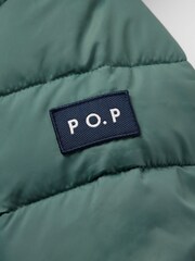 Polarn O. Pyret Green Quilted Water Resistant Puffer Coat - Image 9 of 9