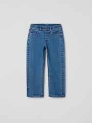 Polarn O. Pyret Blue Organic Cotton Pull-on Jeans - Image 1 of 5
