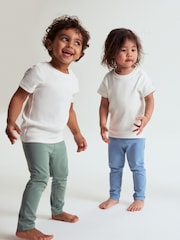 Polarn O. Pyret Green Cotton Plain Leggings - Image 1 of 5