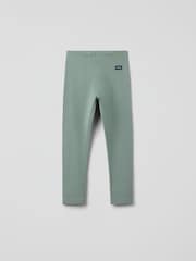 Polarn O. Pyret Green Cotton Plain Leggings - Image 3 of 5