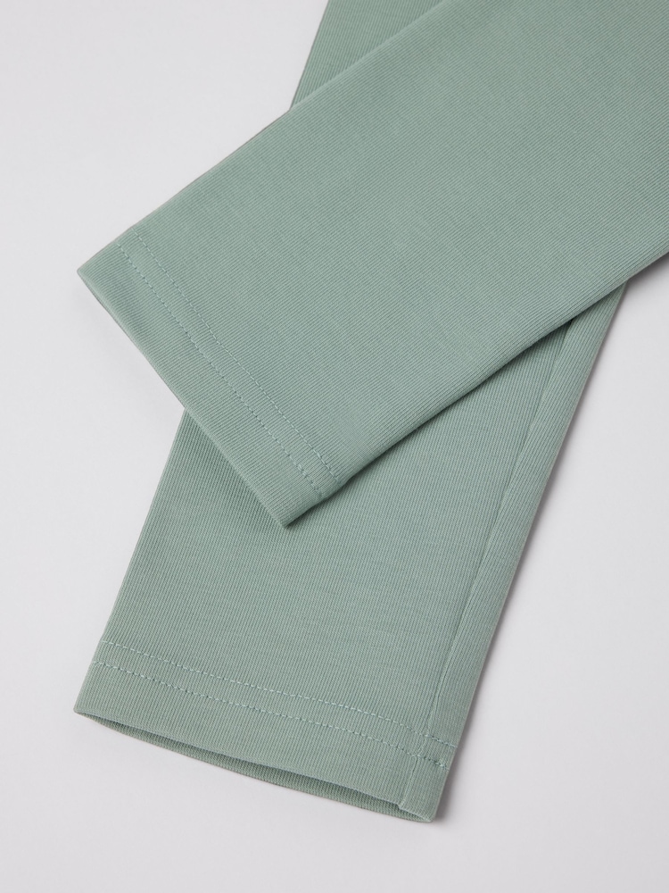 Polarn O. Pyret Green Cotton Plain Leggings - Image 5 of 5