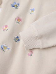 Polarn O. Pyret Cream Cotton Floral Embroidery Sweatshirt - Image 3 of 5