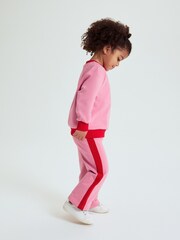 Polarn O. Pyret Pink Cotton Block Colour Sweatshirt - Image 6 of 7