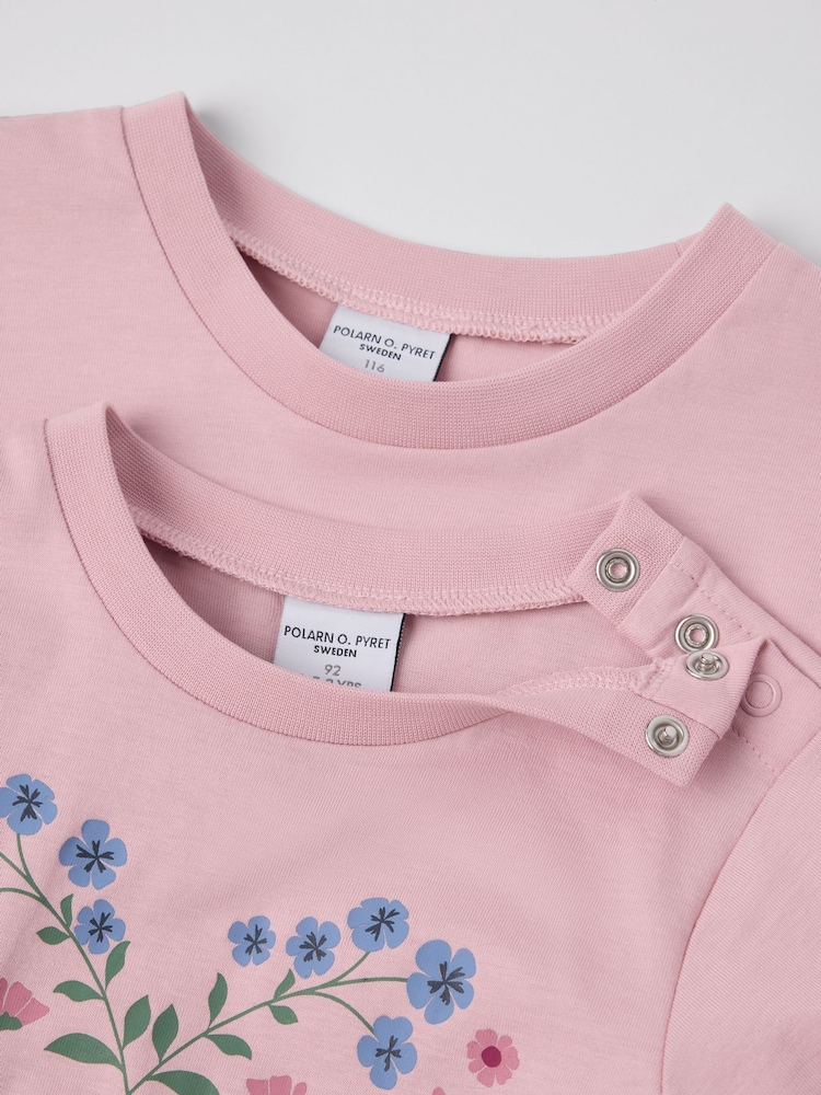 Polarn O. Pyret Pink Cotton Print T-Shirt - Image 4 of 4