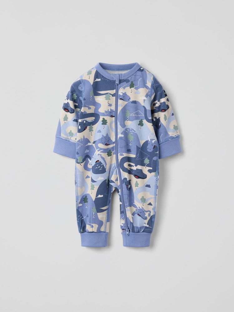 Polarn O. Pyret Blue Cotton Print Sleepsuit - Image 1 of 4 Polarn O. Pyret Blue Cotton Print Sleepsuit - Image 1 of 4