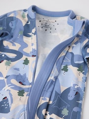 Polarn O. Pyret Blue Cotton Print Sleepsuit - Image 3 of 4