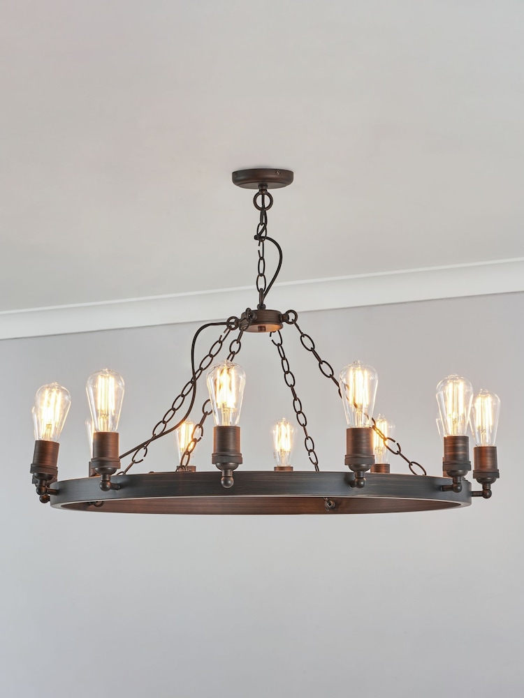 BHS Bronze Highland Medium 12 Light Ring Ceiling Pendant - Image 1 of 7