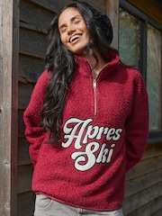 South Beach Red Nordic Trail Half Zip Borg Jacket - Image 4 of 6