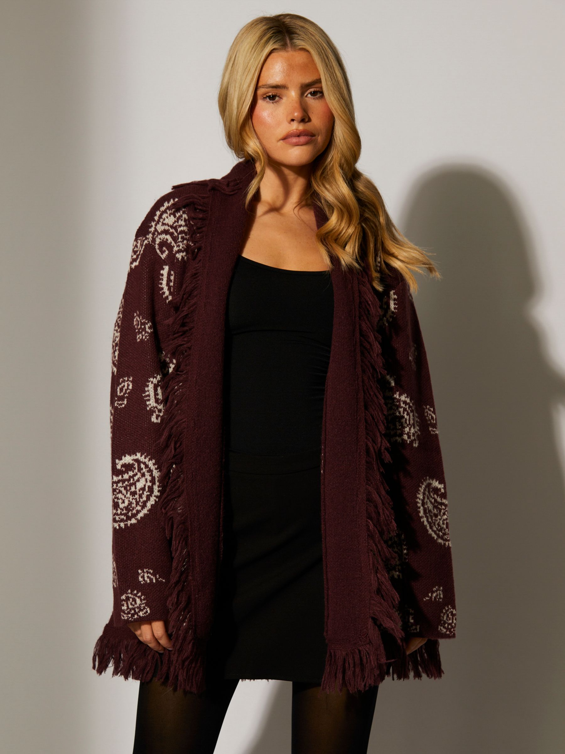 melt the lady｜fringe knit cardigan Ivory Textured Fringe Knit Cardigan | Roman UK