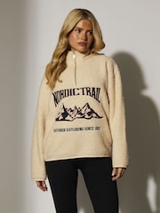 South Beach Cream Nordic Trail Half Zip Borg Jacket - Image 6 of 7