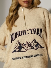South Beach Cream Nordic Trail Half Zip Borg Jacket - Image 7 of 7