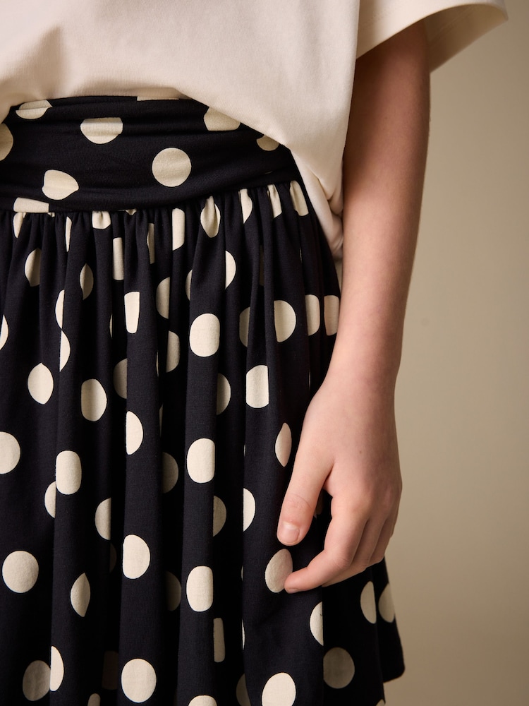 Black/White Spot Foldover Skirt (3-16yrs) - Image 4 of 4