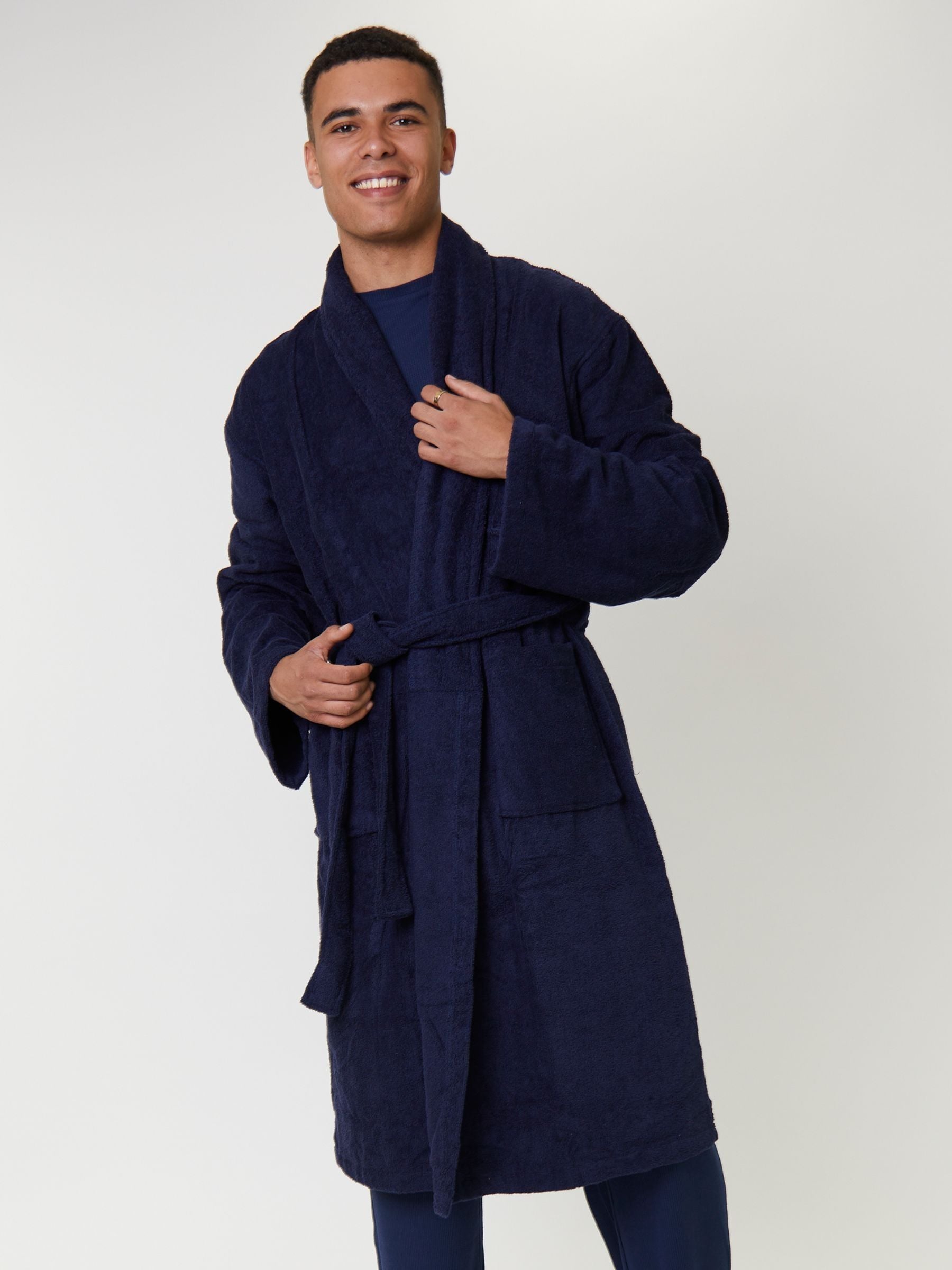 Loungeable Men's Navy Classic Towelling Robe In | Size: Xl - Image 2