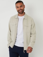 Threadbare Natural Lightweight Linen Blend Utility Jacket - Image 1 of 4