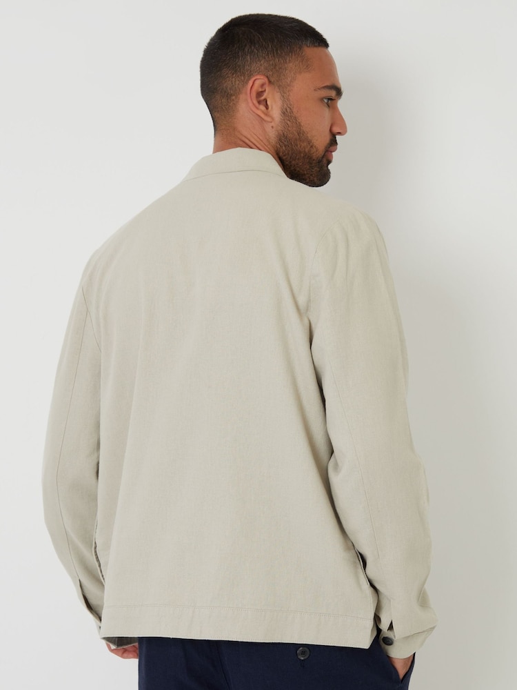 Threadbare Natural Lightweight Linen Blend Utility Jacket - Image 2 of 4