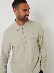 Threadbare Natural Lightweight Linen Blend Utility Jacket - Image 4 of 4