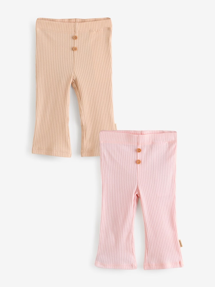 Huggies Pink Ribbed Leggings 2 Pack - Image 1 of 3