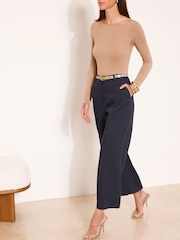 Lipsy Navy Blue Tailored Culotte Trousers - Image 3 of 4
