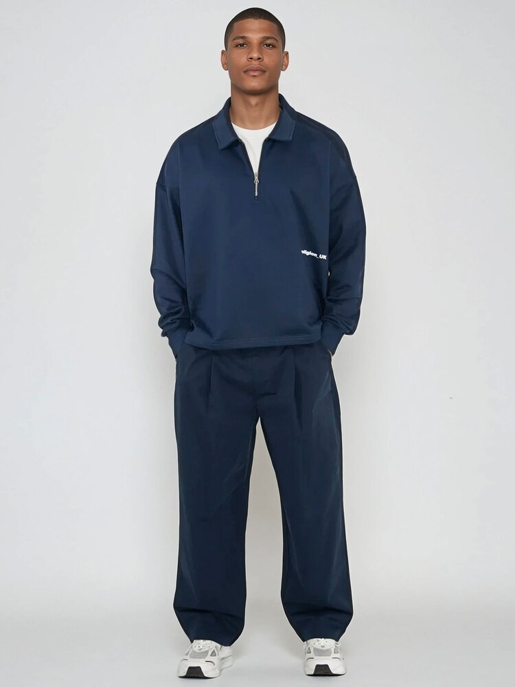 Religion Blue Uk Collared Cropped 1/2 Zip Sweatshirt - Image 4 of 4