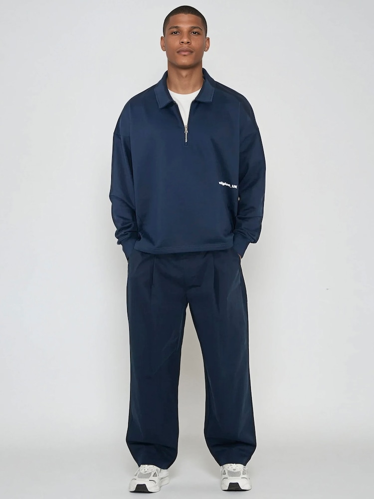 Religion Blue Uk Collared Cropped 1/2 Zip Sweatshirt - Image 4 of 4 Religion Blue Uk Collared Cropped 1/2 Zip Sweatshirt - Image 4 of 4