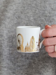 Victoria Eggs Set of 2 Gold and Black London Rooftops Espresso Cups - Image 1 of 6