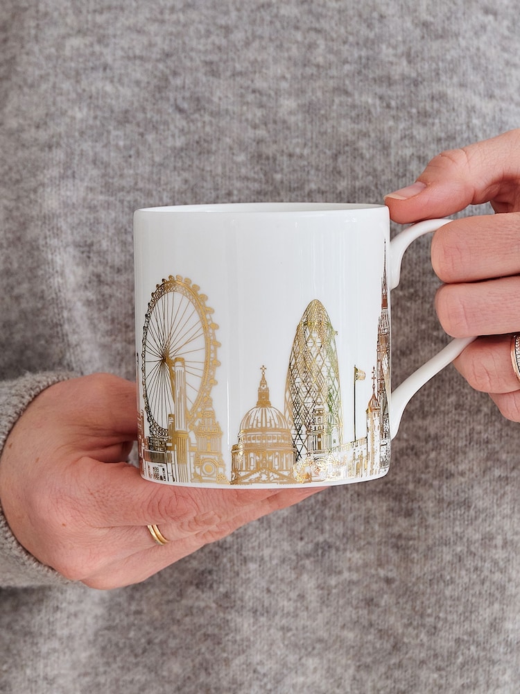 Victoria Eggs Set of 2 Gold and Black London Rooftops Mugs - Image 1 of 6 Victoria Eggs Set of 2 Gold and Black London Rooftops Mugs - Image 1 of 6