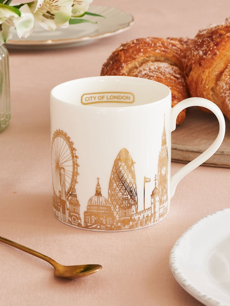Victoria Eggs Set of 2 Gold and Black London Rooftops Mugs - Image 2 of 6 Victoria Eggs Set of 2 Gold and Black London Rooftops Mugs - Image 2 of 6