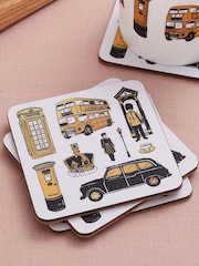 Victoria Eggs Set of 8 Gold and Black City of London Coasters - Image 1 of 4