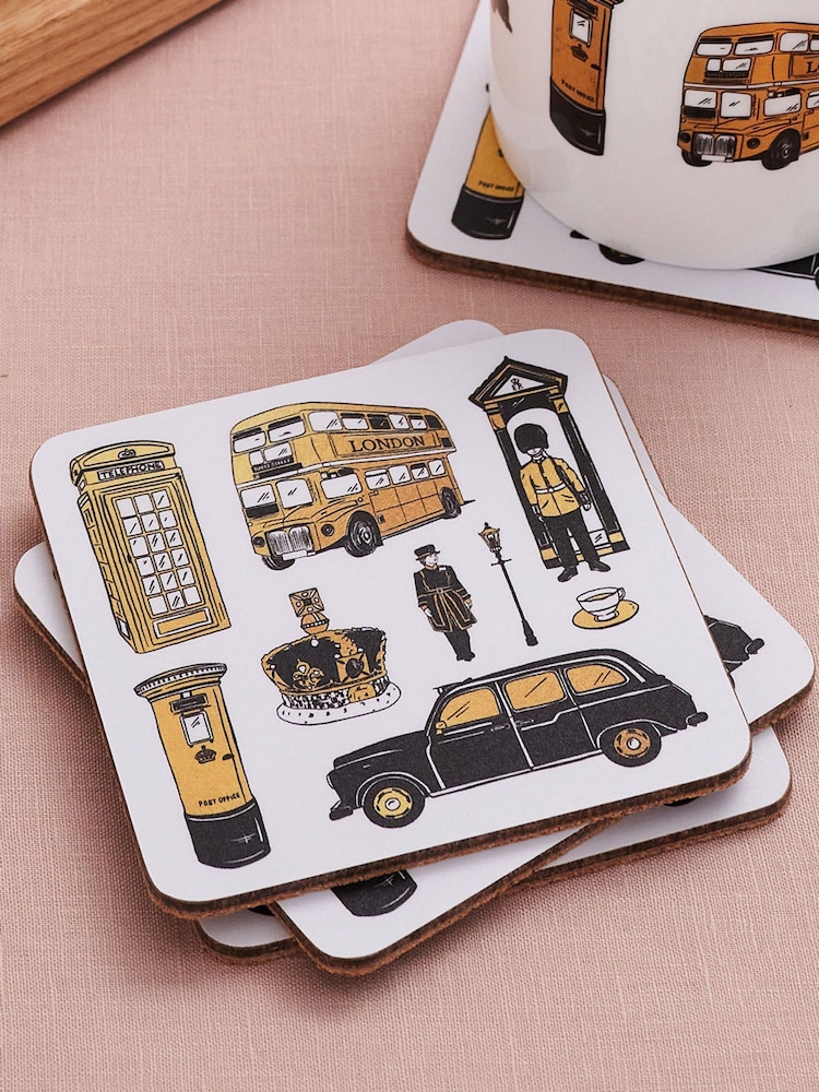 Victoria Eggs Set of 8 Gold and Black City of London Coasters - Image 1 of 4