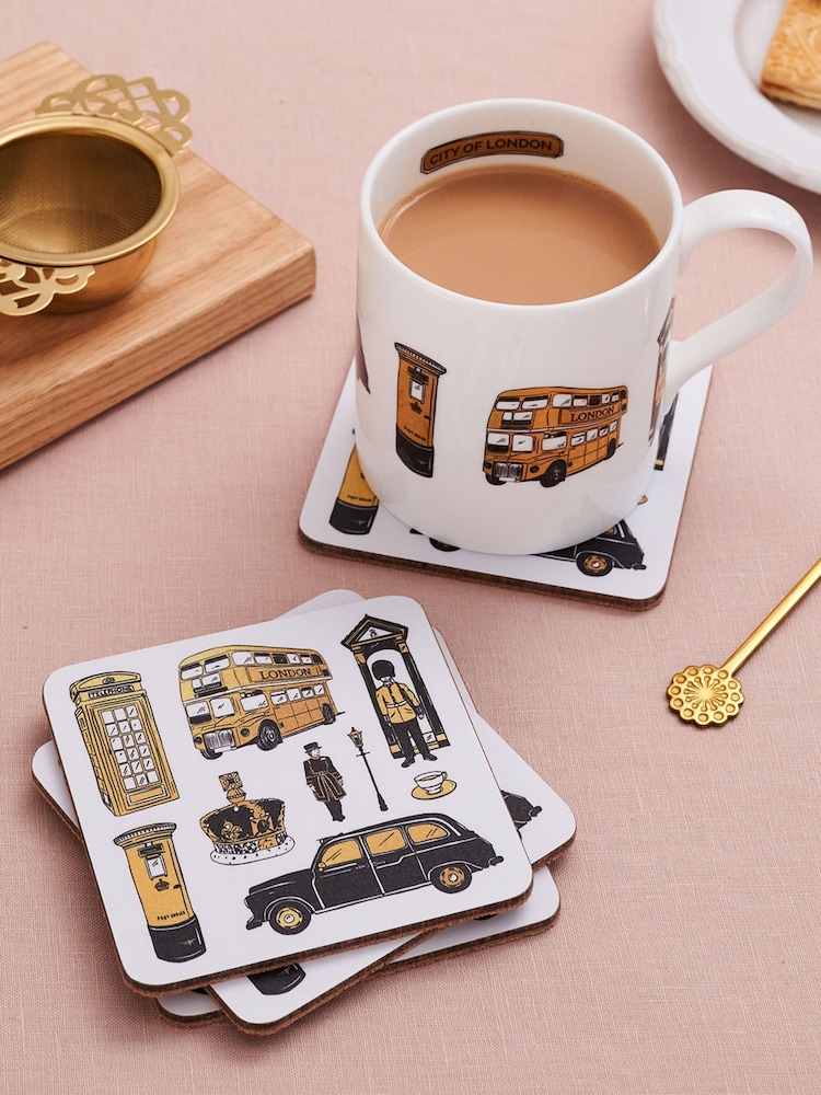 Victoria Eggs Set of 8 Gold and Black City of London Coasters - Image 2 of 4