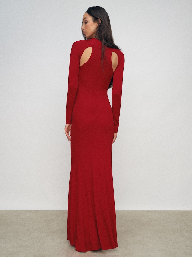 Reiss Vivienne Cut-out Knitted Maxi Dress - Red Reiss Vivienne Cut-out Knitted Maxi Dress - Red