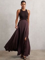 Reiss Burgundy Paloma Cut-Out Racerback Maxi Dress - Image 1 of 9