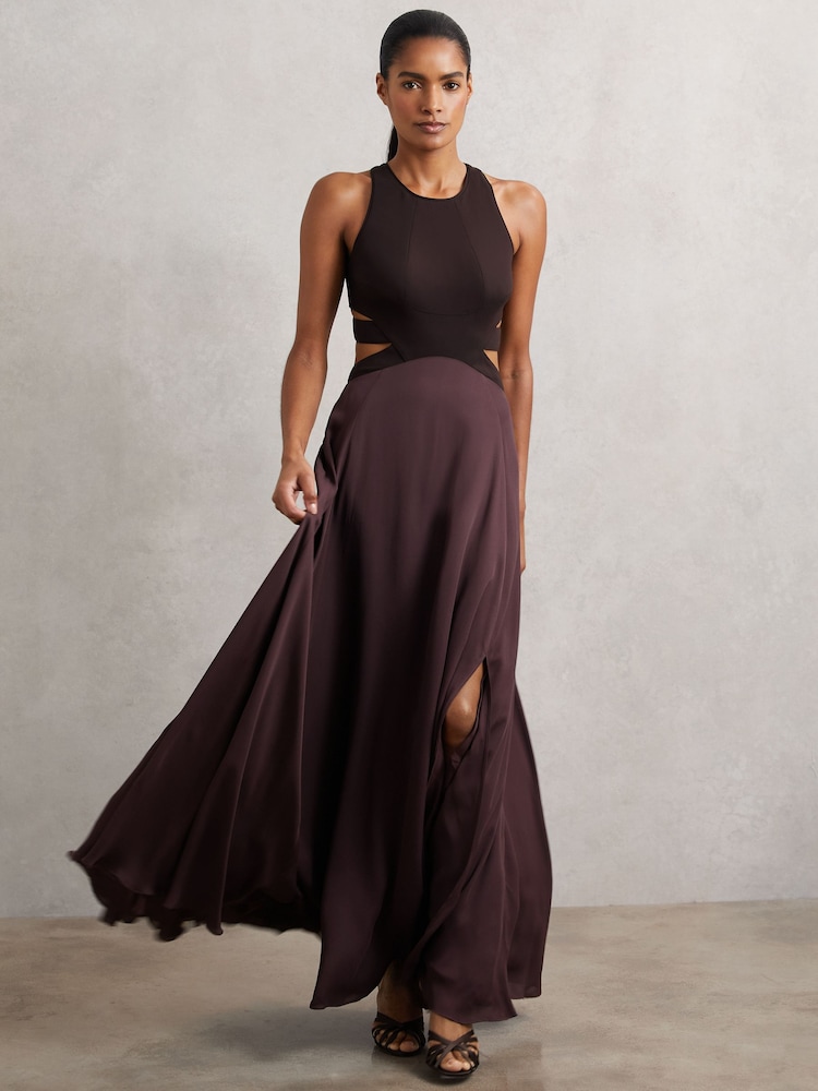 Reiss Burgundy Paloma Cut-Out Racerback Maxi Dress - Image 1 of 9 Reiss Burgundy Paloma Cut-Out Racerback Maxi Dress - Image 1 of 9