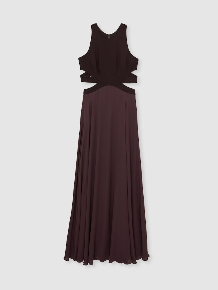 Reiss Burgundy Paloma Cut-Out Racerback Maxi Dress - Image 2 of 9 Reiss Burgundy Paloma Cut-Out Racerback Maxi Dress - Image 2 of 9