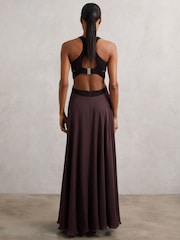 Reiss Burgundy Paloma Cut-Out Racerback Maxi Dress - Image 8 of 9