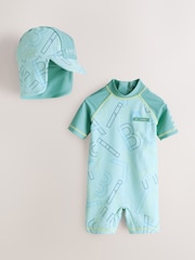 Baker by Ted Baker Green Swimsuit and Hat Set - Image 1 of 5