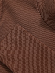 Reiss Brown Polly Stretch-Cotton Funnel-Neck Top - Image 6 of 6