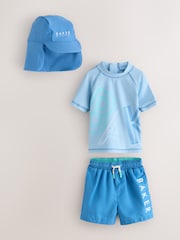 Baker by Ted Baker Blue Swim Top Shorts and Hat Set - صورة 1 من 6