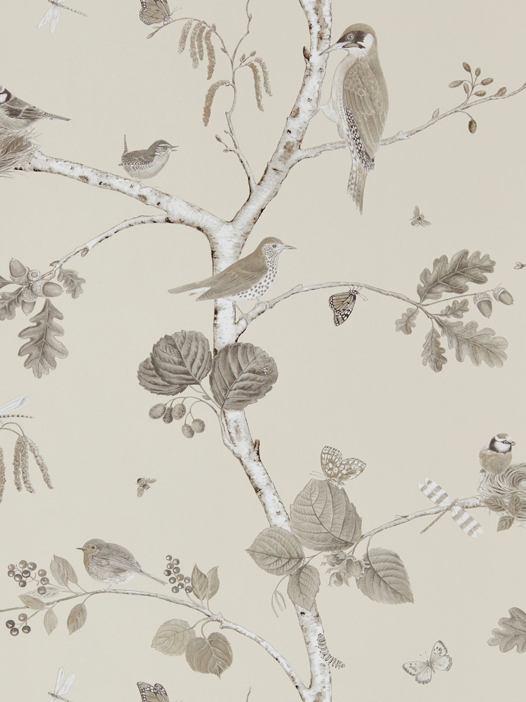 Sanderson Natural Woodland Chorus A4 Wallpaper Sample - Image 1 of 1