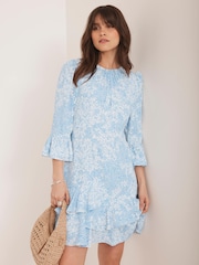 Mint Velvet Blue Floral Print Mini Dress - Image 2 of 8