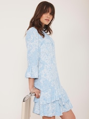 Mint Velvet Blue Floral Print Mini Dress - Image 5 of 8
